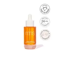 RMS Kakadu Beauty Oil, 30ml bottle, with certification and hydration badges.