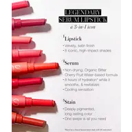 Legendary Serum Lipstick: 3-in-1 icon. Lipstick, serum, stain. Velvety finish, 8 shades.