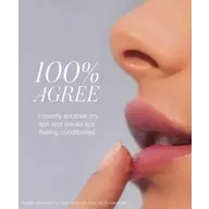 Close-up of lips with text: "100% agree, instantly soothes dry lips.
