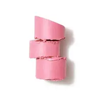 Three stacked pink lipstick chunks on a white background.