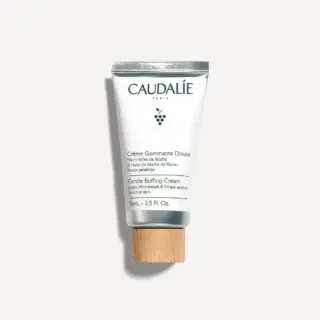 Caudalie Gentle Buffing Cream, 75mL tube with wooden cap, for sensitive skin.