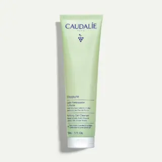 Caudalie Vinopure Purifying Gel Cleanser, 150ml tube, green packaging.