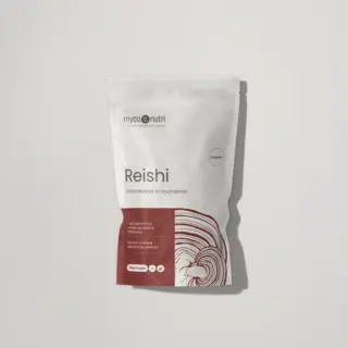 Reishi mushroom powder, 100g, organic, Ganoderma sichuanense, MycoNutri packaging.