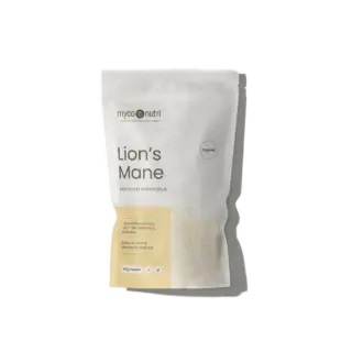 MycoNutri Lion's Mane powder, organic, 100g pouch.