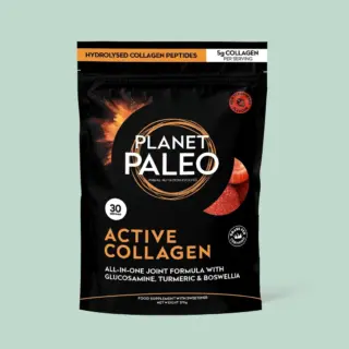Planet Paleo Active Collagen, strawberry flavour, 270g pack, hydrolysed collagen peptides.