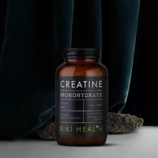 Kiki Health Creatine Monohydrate bottle with 120 vegan capsules.
