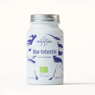 Hifas da Terra Bio-Intestin supplement jar, 60 capsules, eco/organic label.