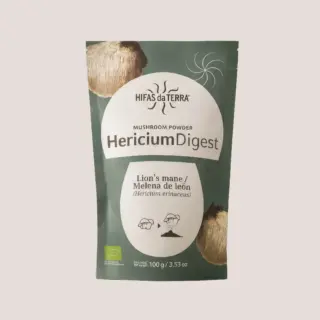 HericiumDigest mushroom powder, 100g, Lion's mane, Hifas da Terra packaging.