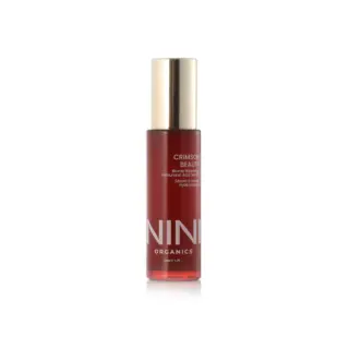 Crimson Beauty serum bottle with gold cap, 50ml, by Nini Organics.