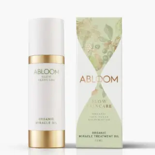 Abloom Slow Skincare Organic Miracle Oil bottle and box, 75ml.