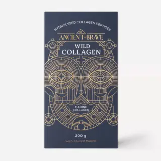 Ancient + Brave Wild Collagen, 200g, hydrolysed marine collagen peptides packaging.