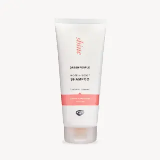 White tube of Green People protein-boost shampoo, quinoa and artichoke, 200ml.