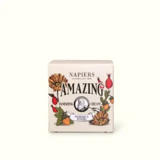 Napiers Amazing Vanishing Cream box with floral design.