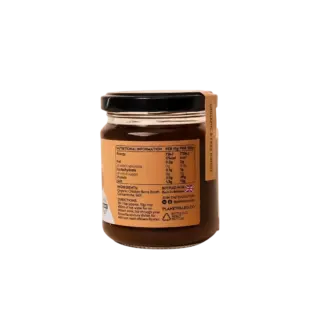Jar of organic chicken bone broth with nutritional information and ingredients label.