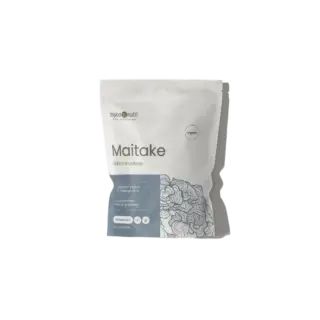 Maitake supplement pouch with floral design, 60 capsules, organic.
