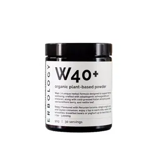 W40+ organic plant-based powder, 90g, 30 servings, by Erbology.