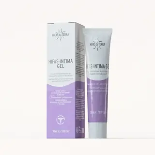 Hifas da Terra Intima Gel, 30ml tube and box, purple and white packaging.