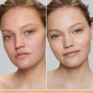 Before and after using UnCoverup Concealer Shade 22 on woman's face.