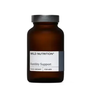 Brown bottle labelled "Wild Nutrition Fertility Support for Men".