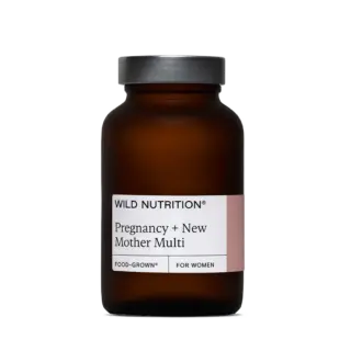 Brown bottle labelled "Wild Nutrition Pregnancy + New Mother Multi".