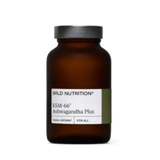Brown bottle labelled "Wild Nutrition KSM-66 Ashwagandha Plus".