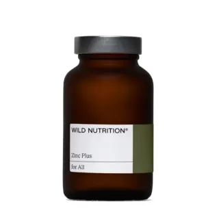 Brown bottle labelled "Wild Nutrition Zinc Plus for All".