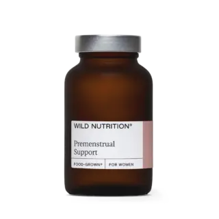 Brown bottle labelled "Wild Nutrition Premenstrual Support".