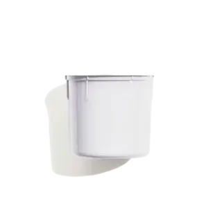 White plastic container with a lid, isolated on a white background.