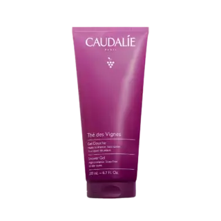 Purple tube of Caudalie Thé des Vignes shower gel, 200 ml.