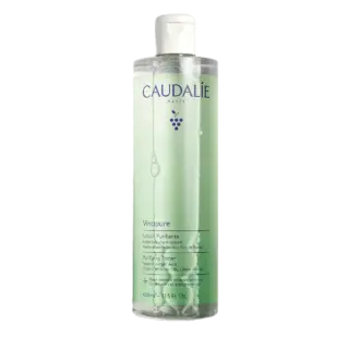 Caudalie Vinopure Purifying Toner, 400ml bottle, green liquid, grape logo.