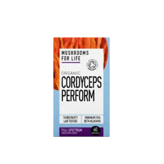 Mushrooms for Life Organic Cordyceps Perform, 60 capsules, Soil Association Organic certified.