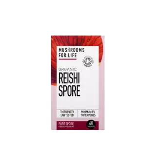 Mushrooms for Life Organic Reishi Spore, 60 capsules, Soil Association certified.
