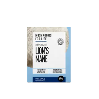 Mushrooms for Life Organic Lion's Mane, 60g, Soil Association certified, lab tested.