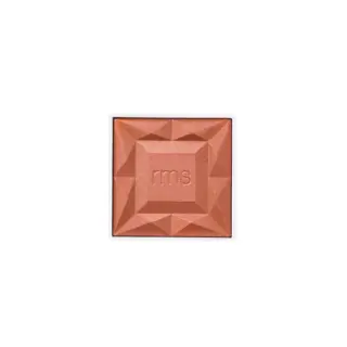 Square peach blush with embossed "rms" logo in centre. Geometric pattern on surface.