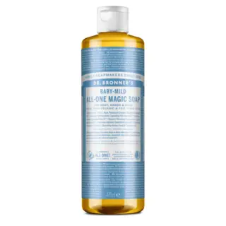 Dr. Bronner's Baby-Mild All-One Magic Soap, 475ml bottle with blue label.