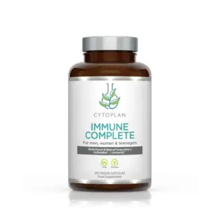 Cytoplan Immune Complete bottle, 120 vegan capsules, multivitamin and mineral supplement.