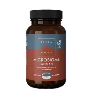 Terra Nova Microbiome Woman, 50 vegetarian capsules, 100% vegan, no additives.
