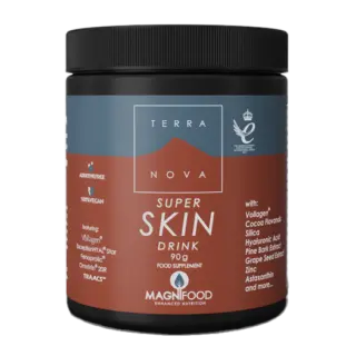 Terranova Super Skin Drink, 90g jar, vegan, additive-free, with Vollagen and hyaluronic acid.