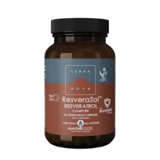 Terranova ResveraSol Resveratrol capsules, 50 count, vegan, no additives.