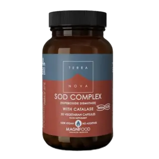 Terranova SOD Complex supplement bottle with 50 vegetarian capsules.
