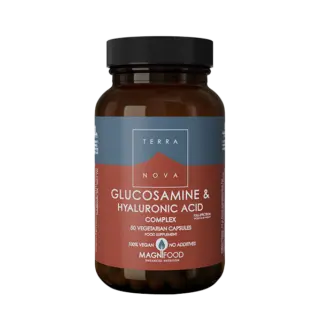 Terranova Glucosamine & Hyaluronic Acid Complex, 50 vegetarian capsules, vegan, no additives.