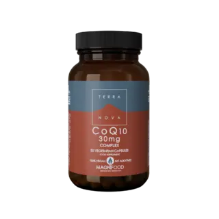 Terranova CoQ10 30mg complex, 50 vegetarian capsules, vegan, no additives.