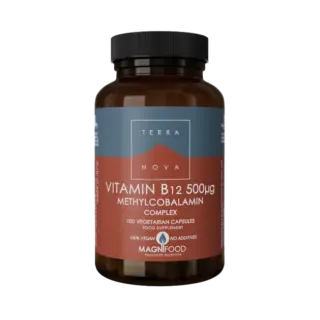 Terranova Vitamin B12 500µg Methylcobalamin Complex, 100 vegetarian capsules.