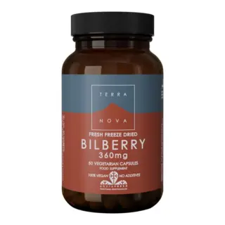 Terranova Bilberry 360mg, 50 vegetarian capsules, vegan, no additives.