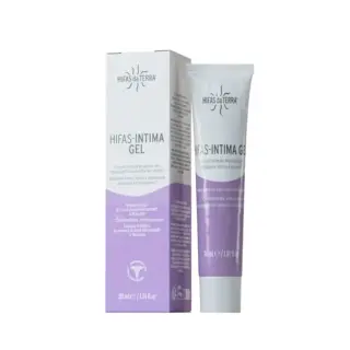 Hifas da Terra Intima Gel, 30ml tube and box, purple and white packaging.