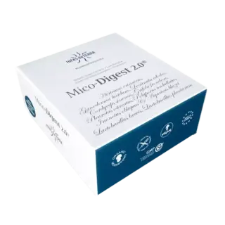 Mico-Digest 2.0 box with organic, vegan, and GMP certified logos.