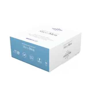 Mico-Men supplement box with vegan and bio certifications.