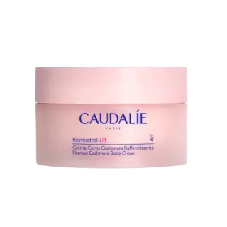 Pink jar of Caudalie Resveratrol-Lift Firming Cashmere Body Cream.