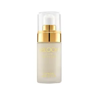 Abloom Supreme Skin Elixir bottle with gold pump and clear cap.
