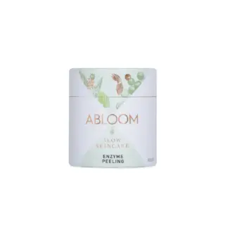 Abloom Slow Skincare Enzyme Peeling, 50g, with botanical illustrations on packaging.
